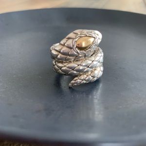 John Hardy Legends Cobra Ring in Silver & 18K Gold